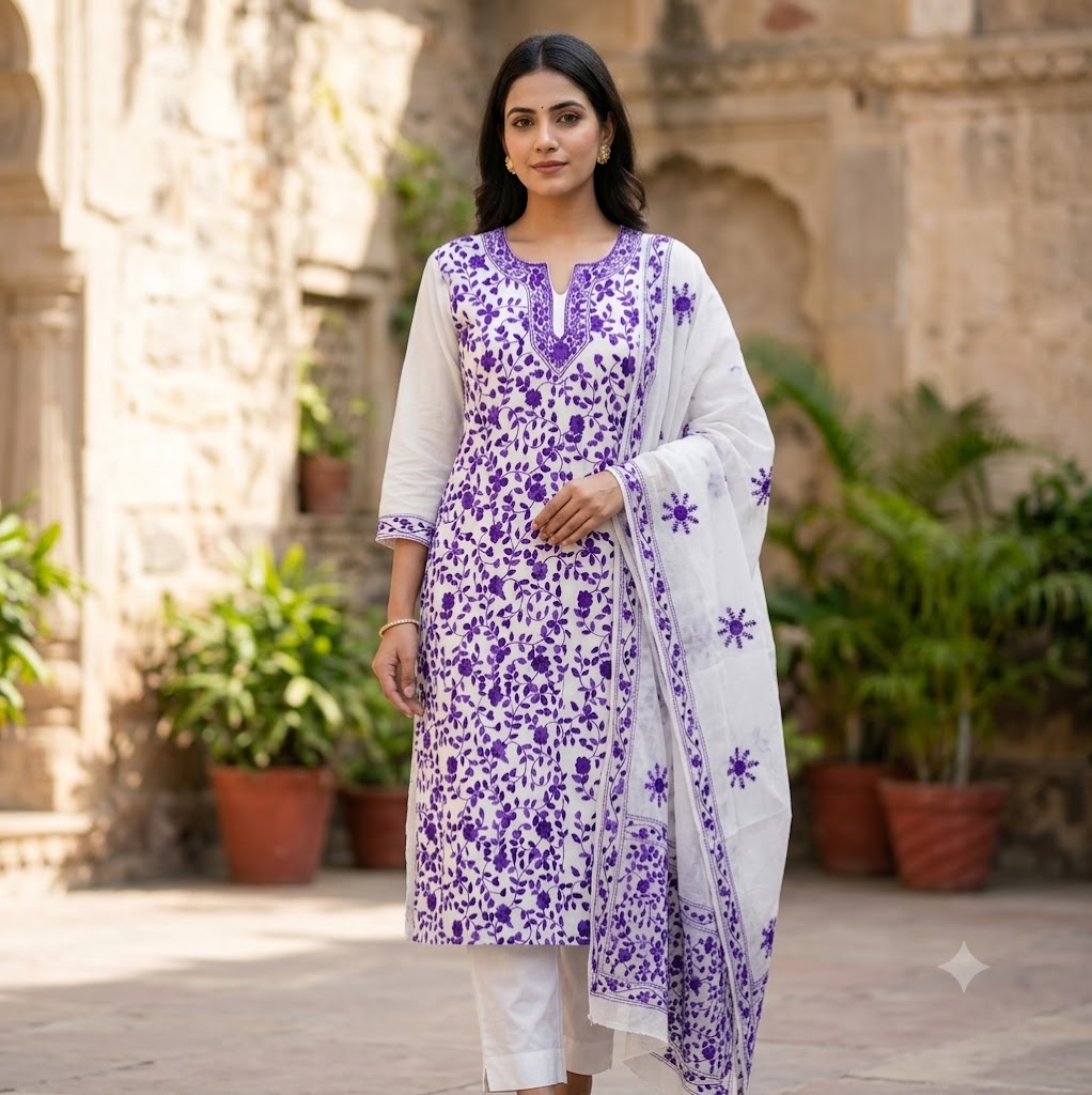 Chikonwala's Exclusive Hand Embroidered Fulkari Dress