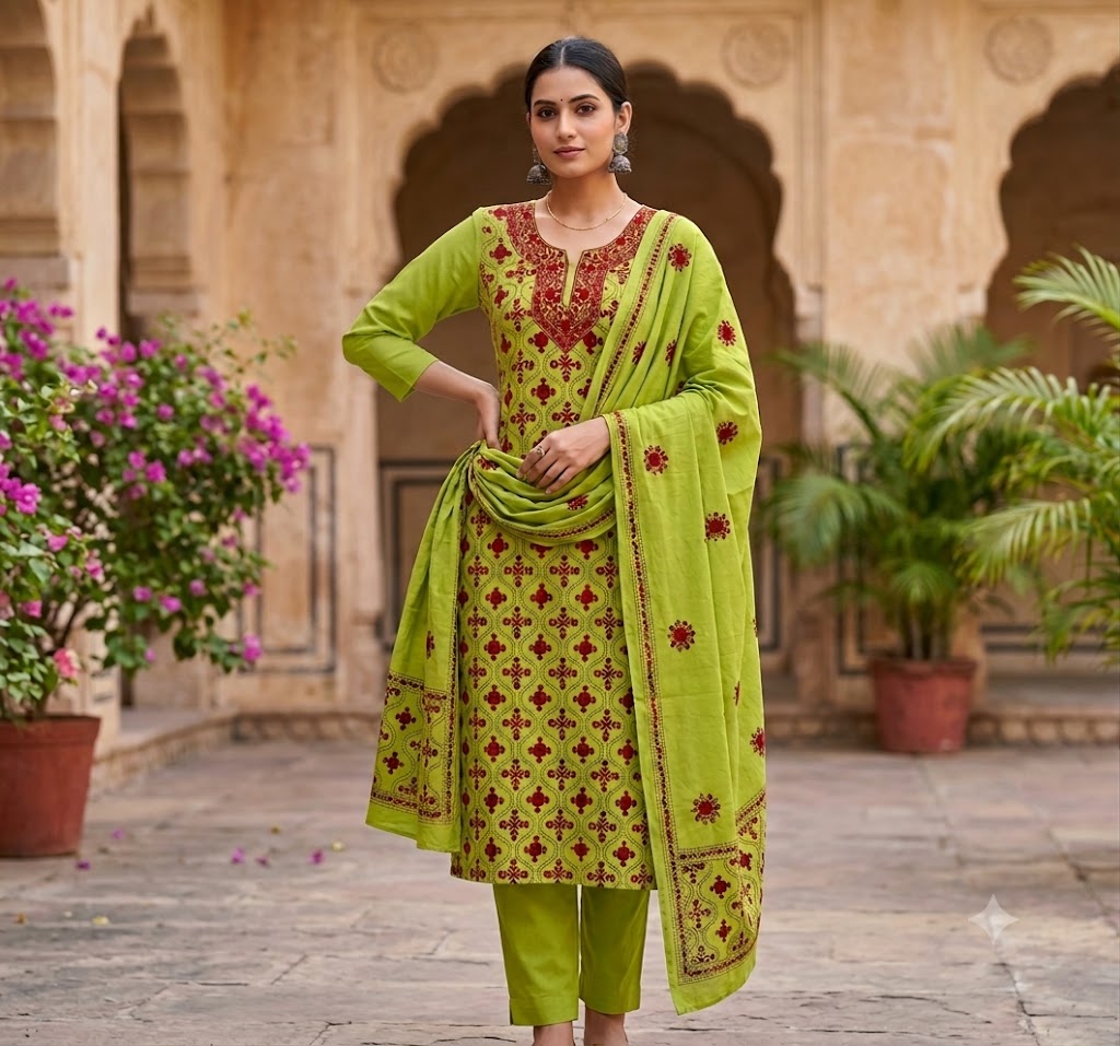 Chikonwala's Exclusive Hand Embroidered Fulkari Dress