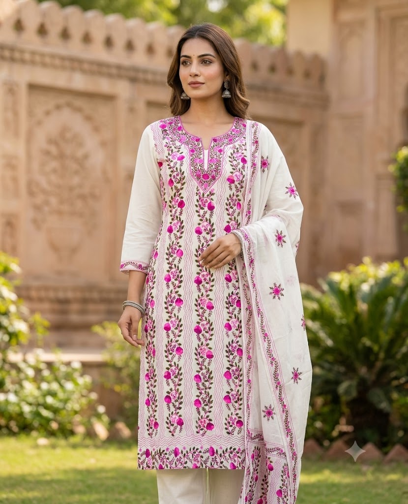 Chikonwala's Exclusive Hand Embroidered Fulkari Dress