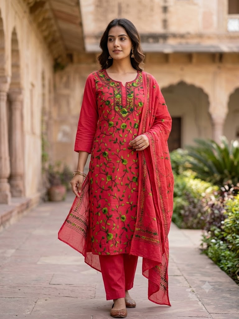 Chikonwala's Exclusive Hand Embroidered Fulkari Dress