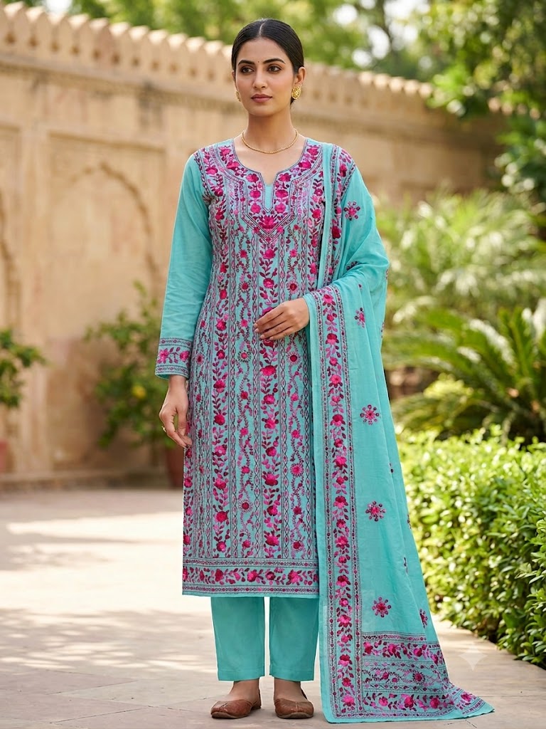 Chikonwala's Exclusive Hand Embroidered Fulkari Dress