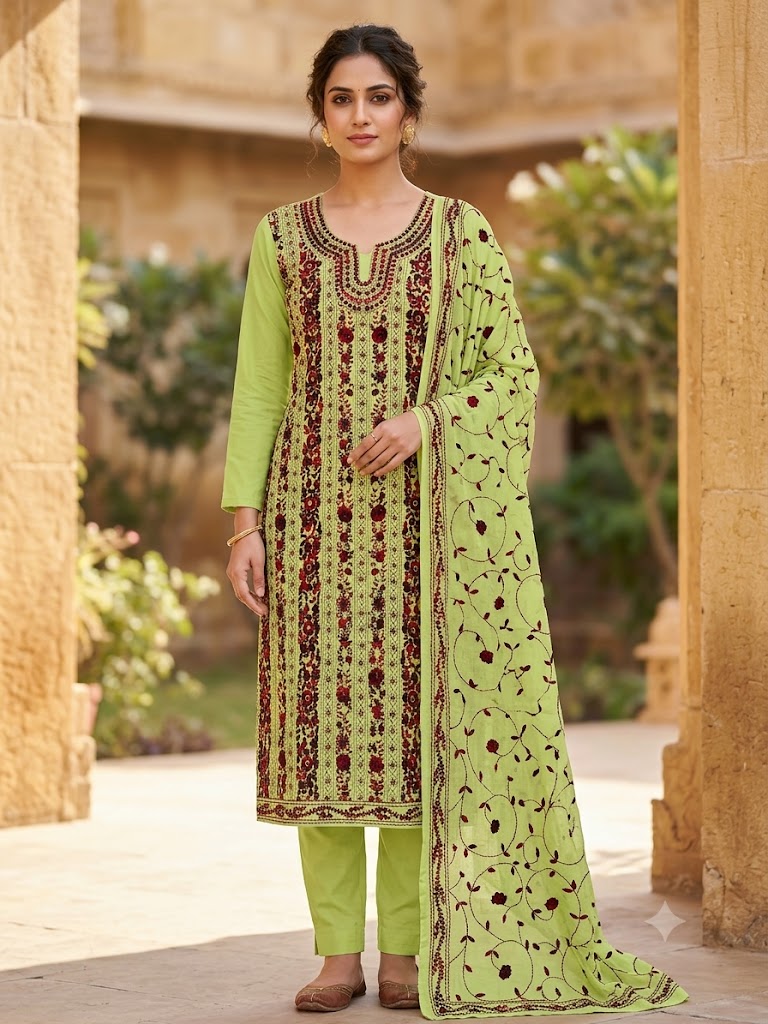 Chikonwala's Exclusive Hand Embroidered Fulkari Dress