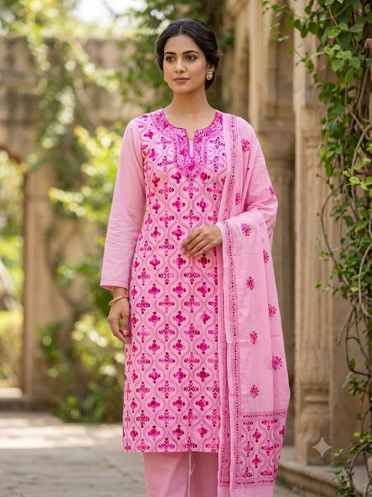 Chikonwala's Exclusive Hand Embroidered Fulkari Dress