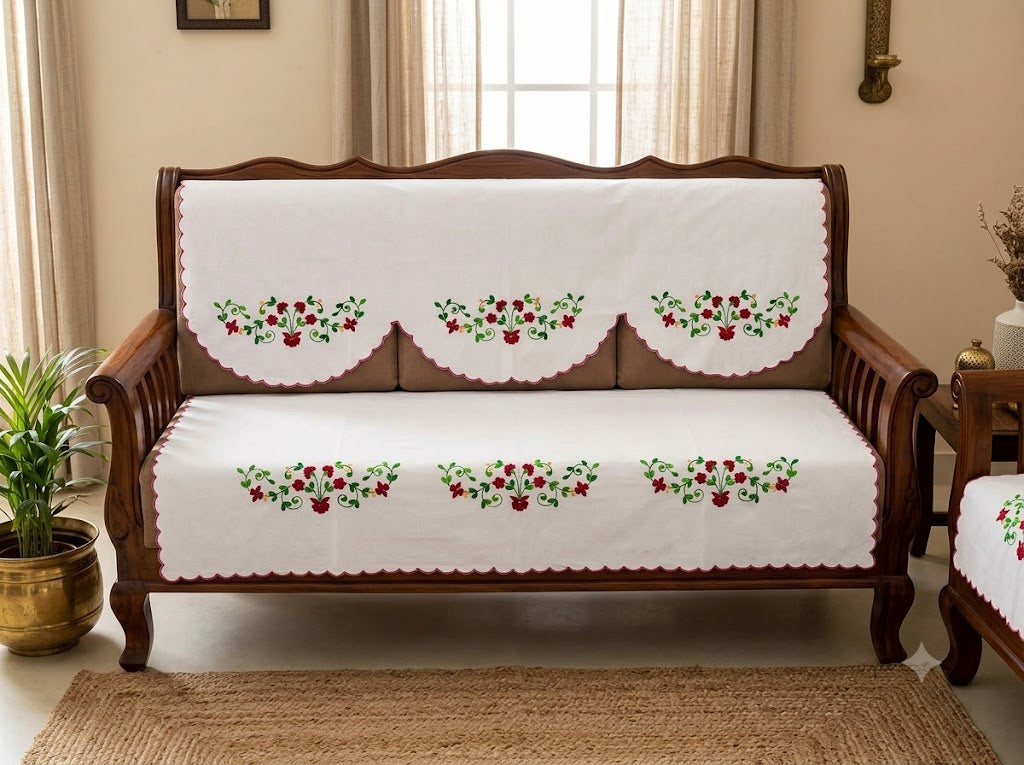 Hand Embroidered Sofa Cover (3+1+1 Seater)