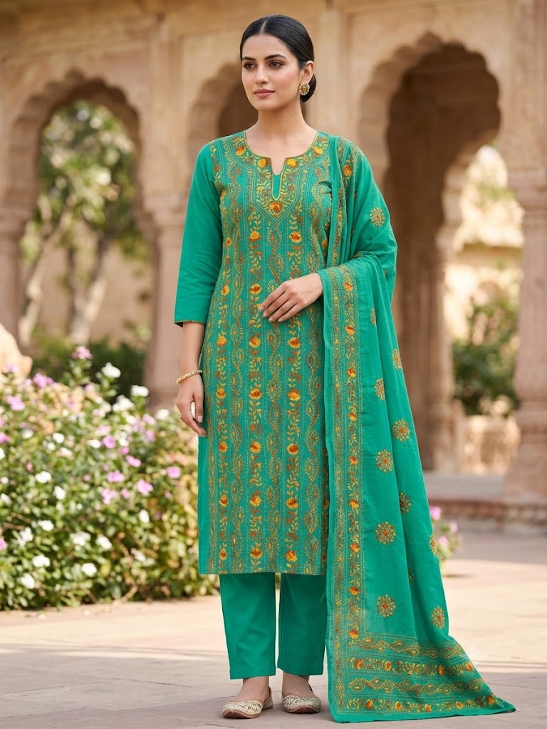 Chikonwala's Exclusive Hand Embroidered Fulkari Dress