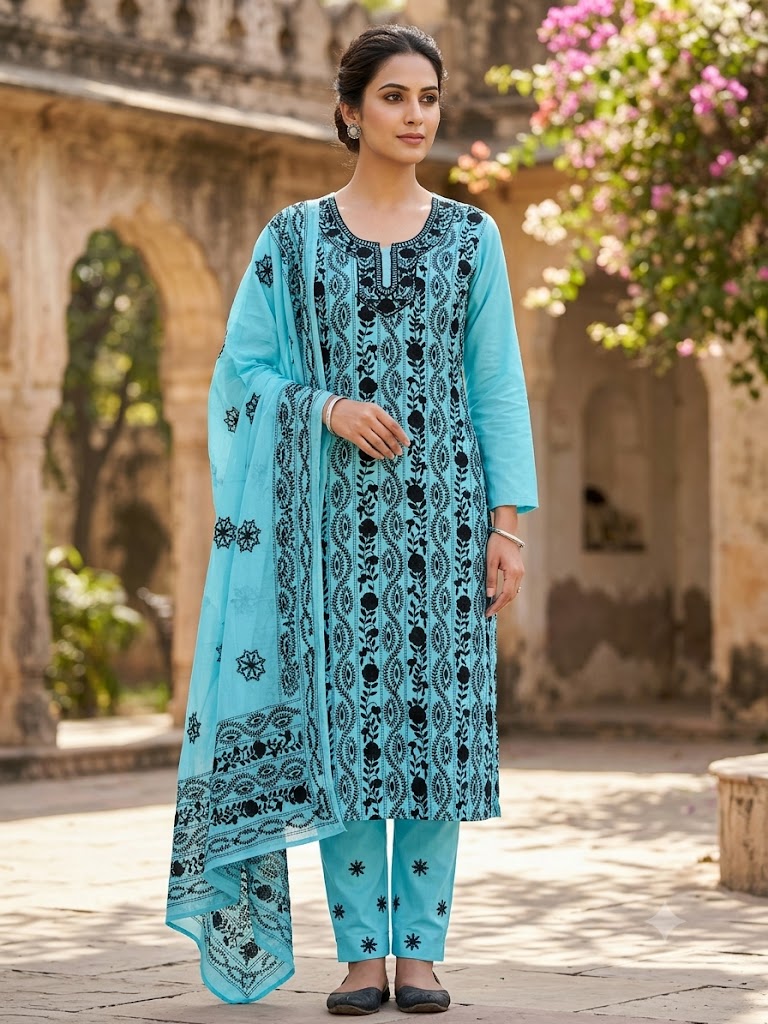 Chikonwala's Exclusive Hand Embroidered Fulkari Dress
