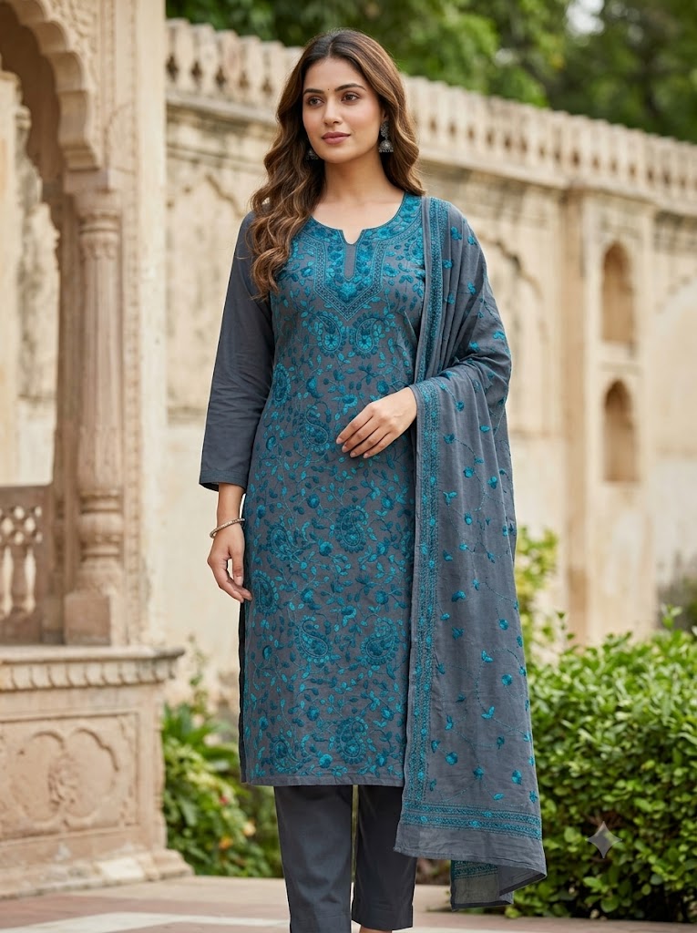 Chikonwala's Exclusive Hand Embroidered Fulkari Dress