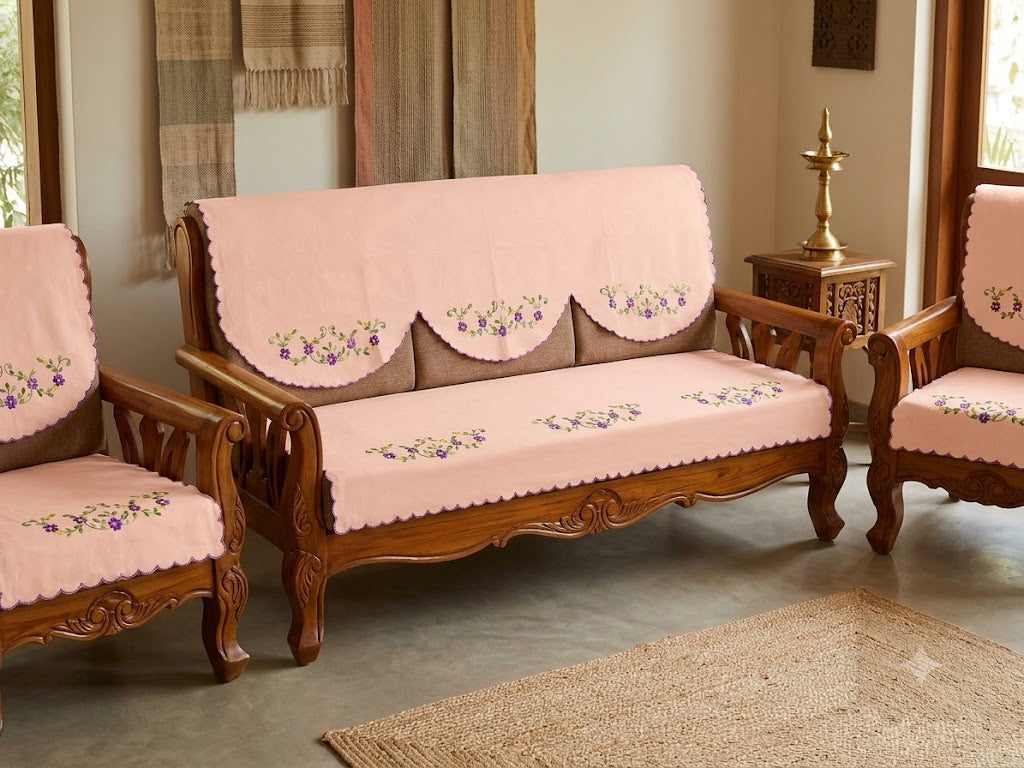 Hand Embroidered Sofa Cover (3+1+1 Seater)