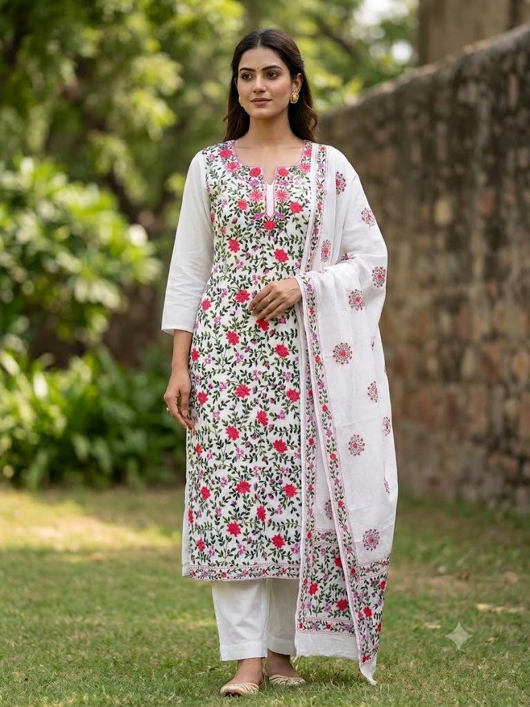 Chikonwala's Exclusive Hand Embroidered Fulkari Dress