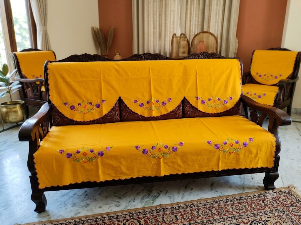 Hand Embroidered Sofa Cover (3+1+1 Seater)