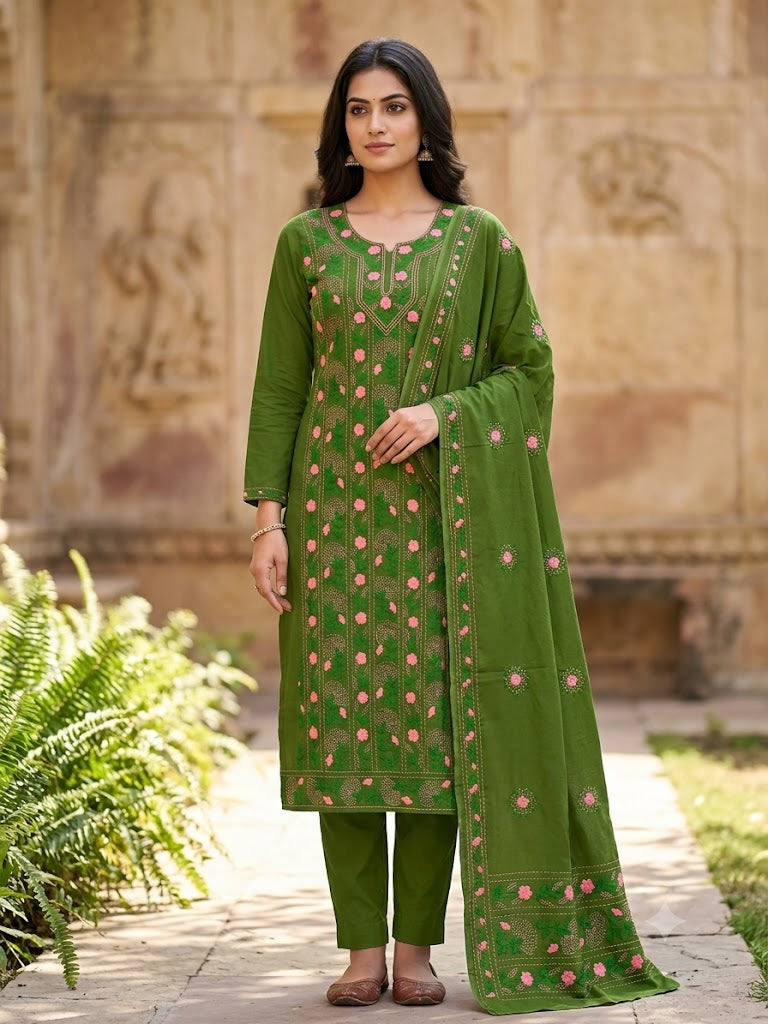Chikonwala's Exclusive Hand Embroidered Fulkari Dress