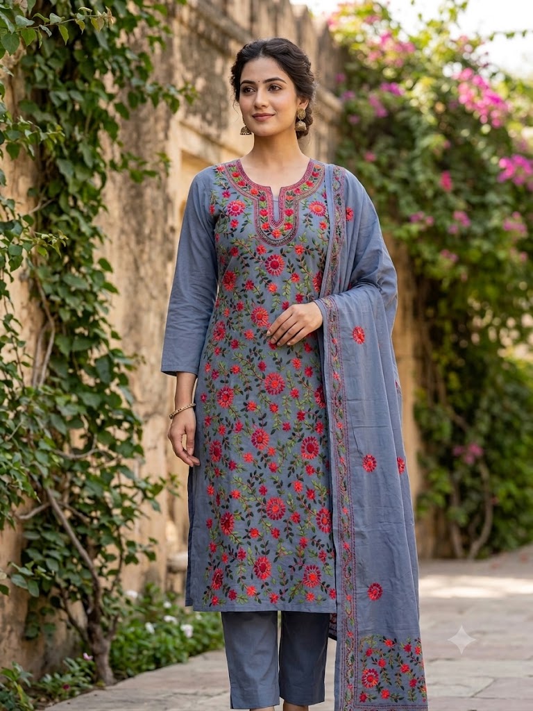 Chikonwala's Exclusive Hand Embroidered Fulkari Dress
