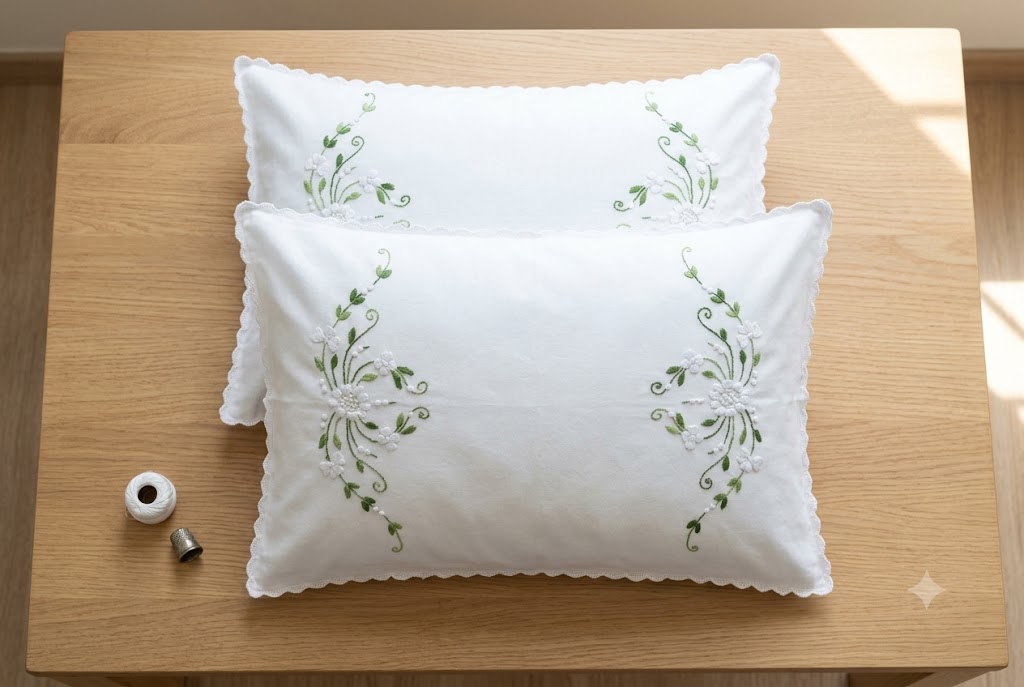 Chikonwala Hand-Embroidered Floral Pillow Cover Set– Set of 2