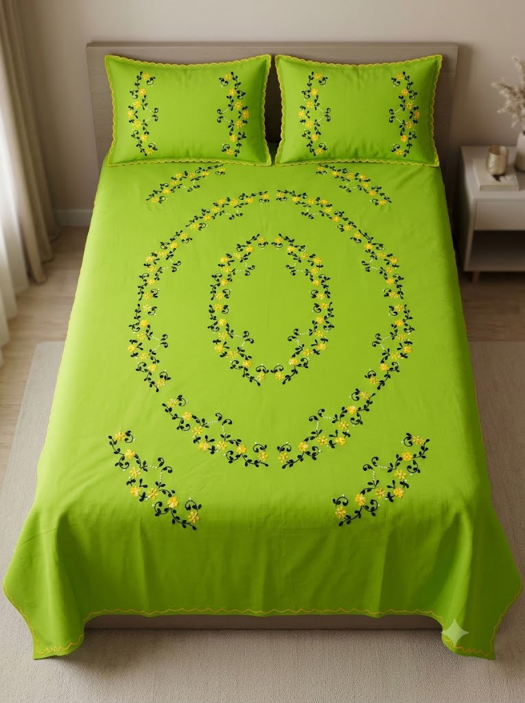 Chikonwala's Hand Embroidered Floral Design Single Bedsheet