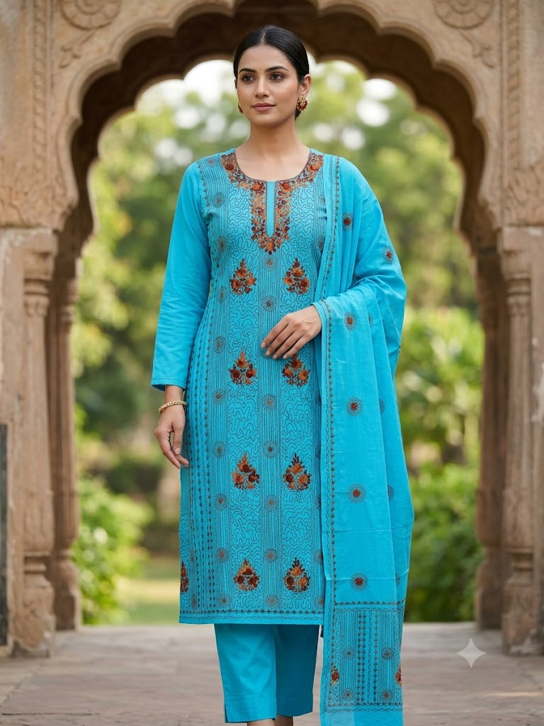 Chikonwala's Exclusive Hand Embroidered Fulkari Dress