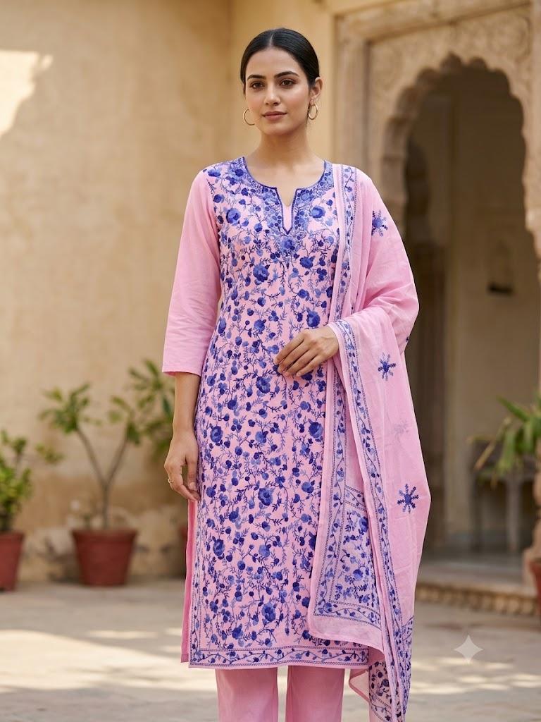 Chikonwala's Exclusive Hand Embroidered Fulkari Dress