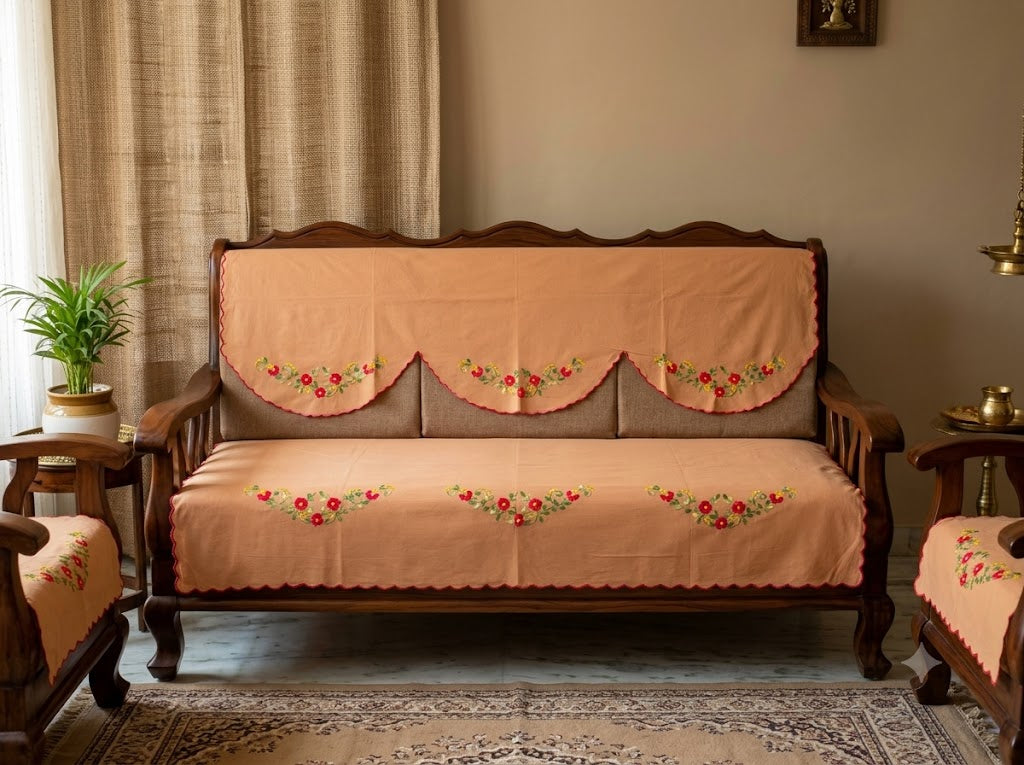 Hand Embroidered Sofa Cover (3+1+1 Seater)