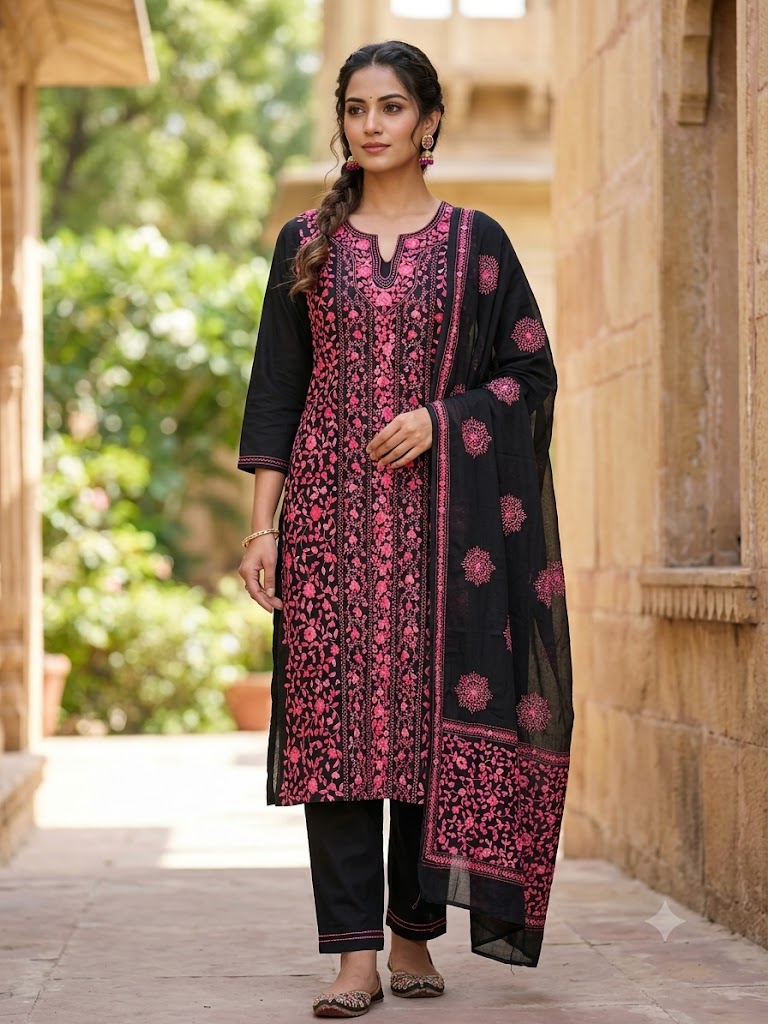 Chikonwala's Exclusive Hand Embroidered Fulkari Dress