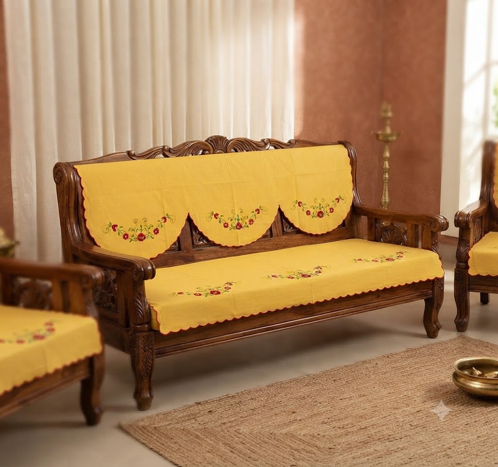 Hand Embroidered Sofa Cover (3+1+1 Seater)