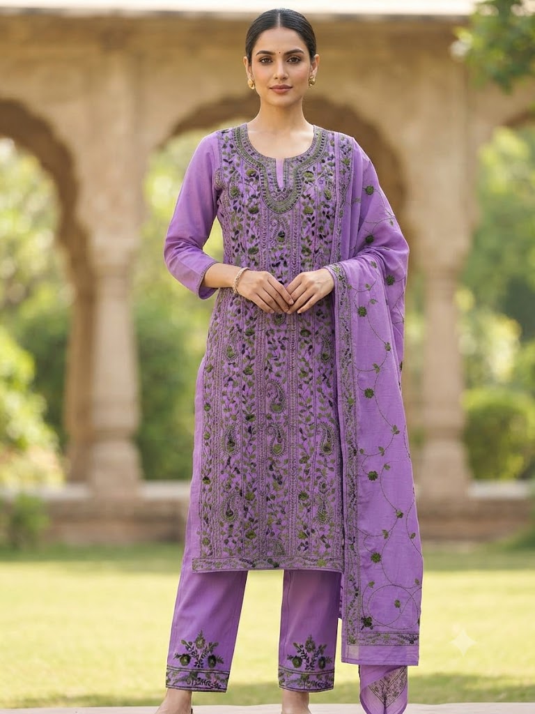Chikonwala's Exclusive Hand Embroidered Fulkari Dress