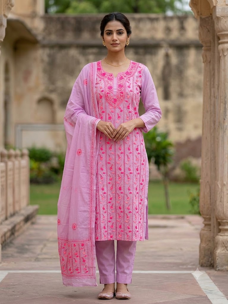 Chikonwala's Exclusive Hand Embroidered Fulkari Dress