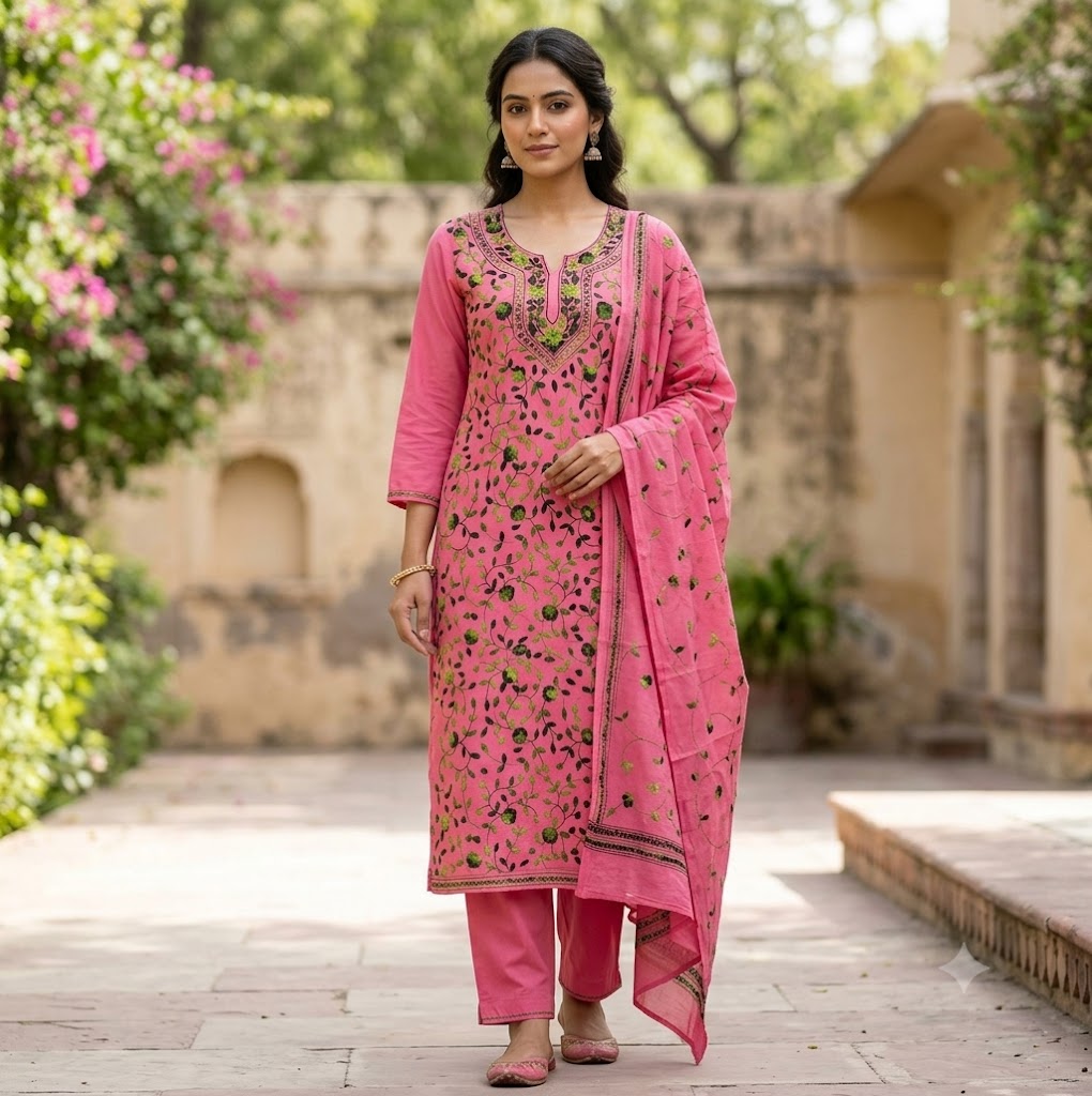 Chikonwala's Exclusive Hand Embroidered Fulkari Dress