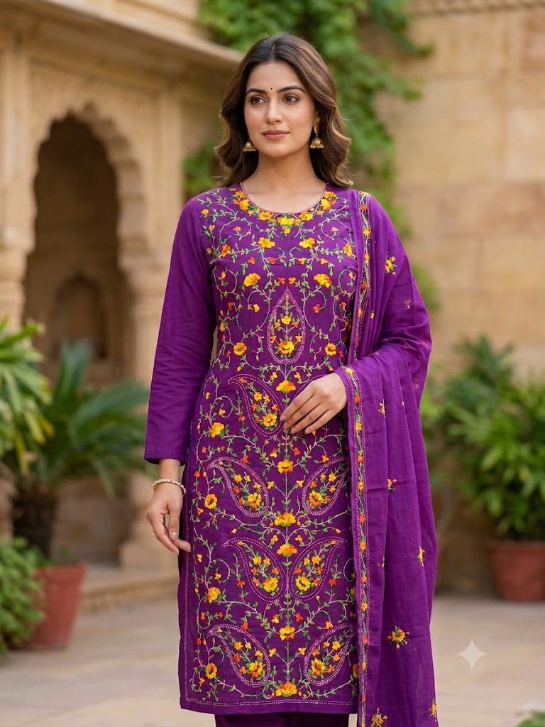 Chikonwala's Exclusive Hand Embroidered Fulkari Dress