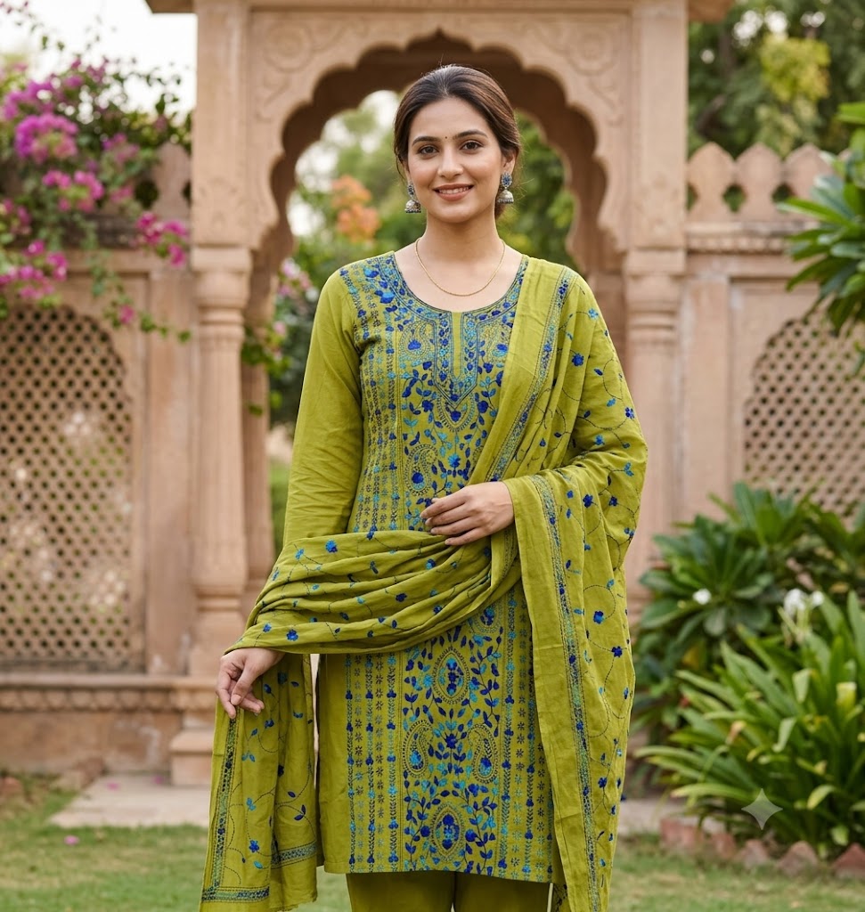 Chikonwala's Exclusive Hand Embroidered Fulkari Dress