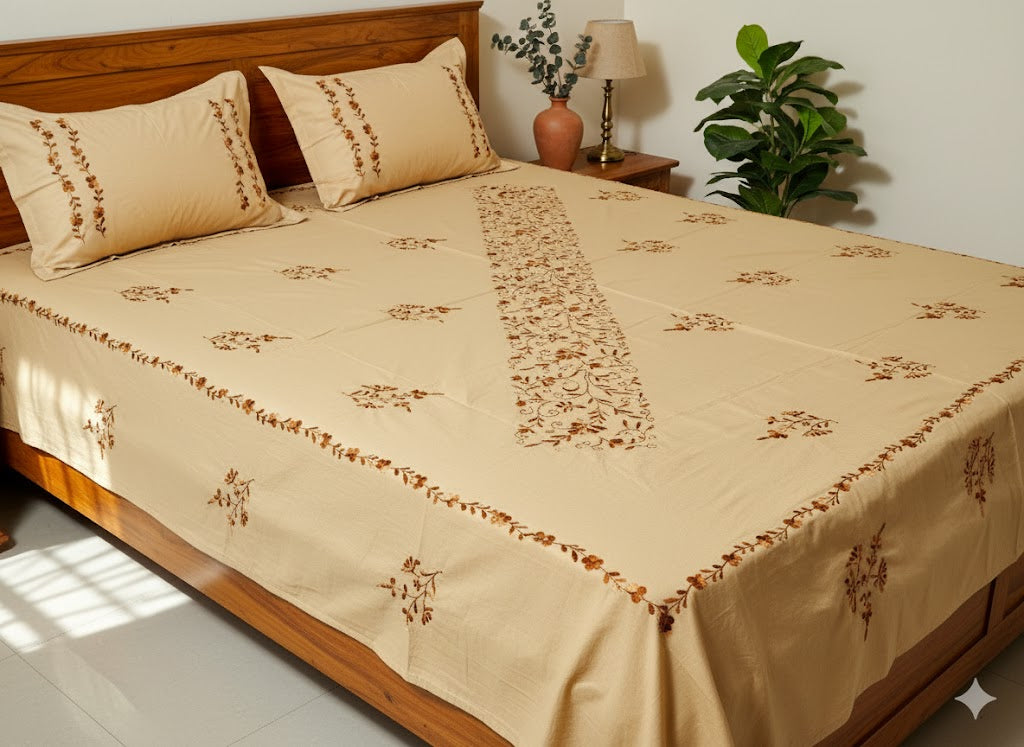 Chikonwala's Hand Embroidered Pure Cotton Bedsheet