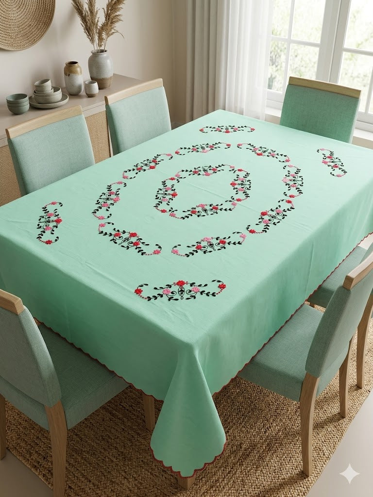 Hand Embroidered Floral Table Cover
