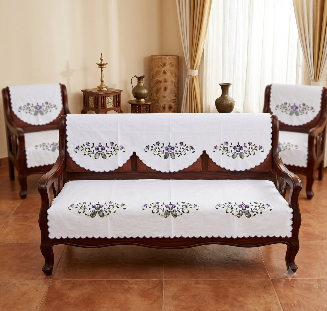 Hand Embroidered Sofa Cover (3+1+1 Seater)