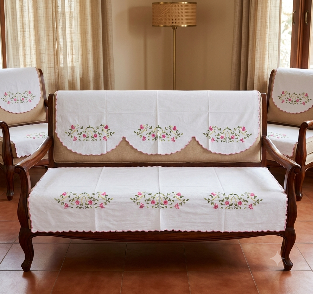 Hand Embroidered Sofa Cover (3+1+1 Seater)