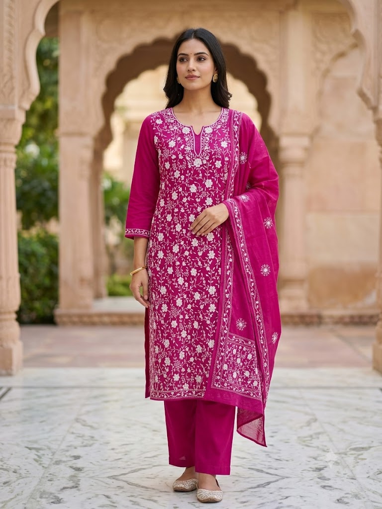 Chikonwala's Exclusive Hand Embroidered Fulkari Dress