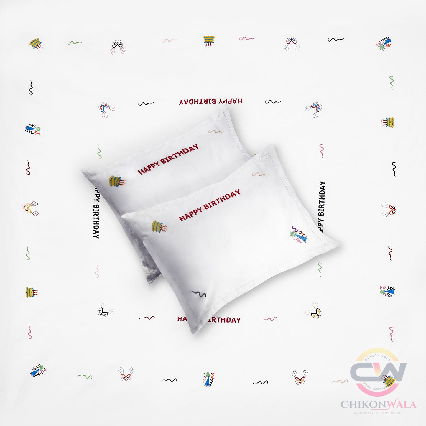 Chikonwala's Hand Embroidered Birthday Special King Size Bedsheet