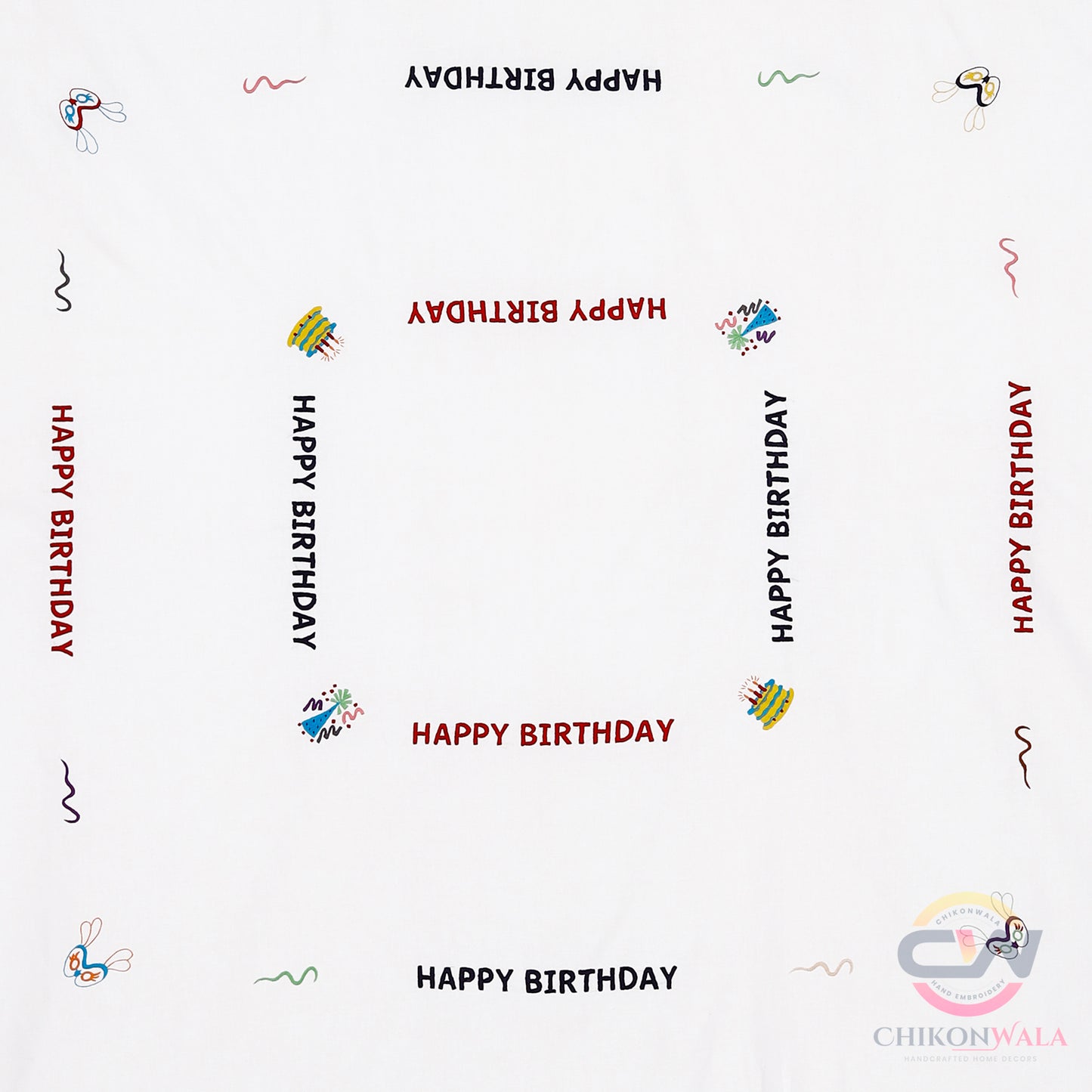 Chikonwala's Hand Embroidered Birthday Special King Size Bedsheet