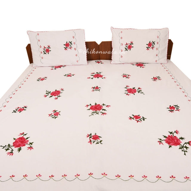 Chikonwala's hand Embroidered Floral Design Bedsheet