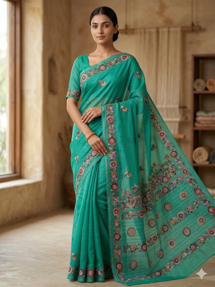 Kantha Bloom – Chanderi Sarees