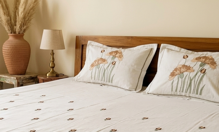 Designer Embroidered King Size Bedsheet