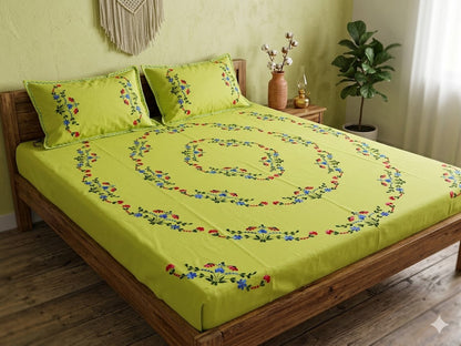 Chikonwala's Hand Embroidered Floral Design Bedsheet