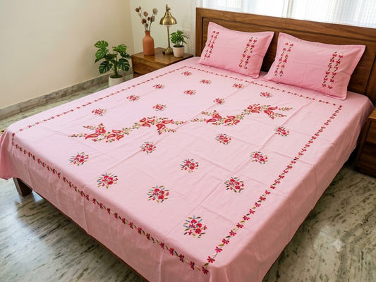 Chikonwala's Hand Embroidered Pure Cotton Bedsheet