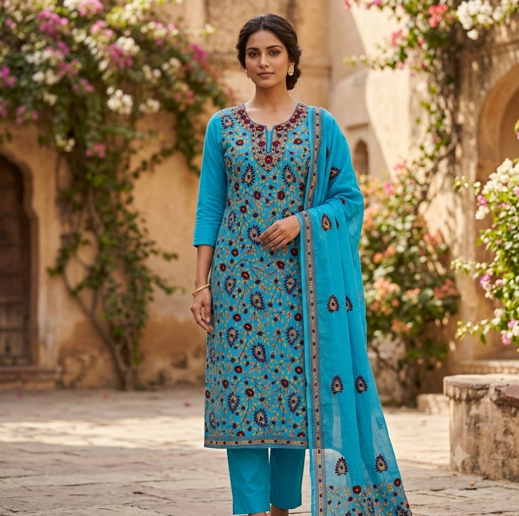 Chikonwala's Exclusive Hand Embroidered Fulkari Dress