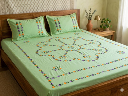 Chikonwala's Hand Embroidered Floral Design Bedsheet