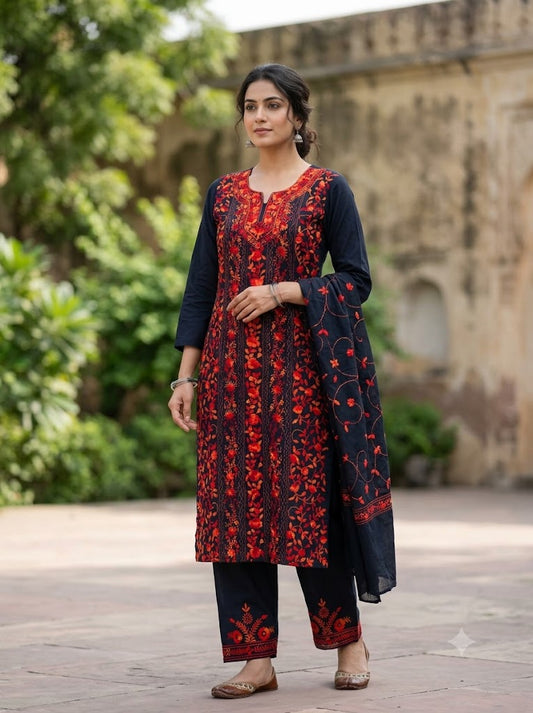 Chikonwala's Exclusive Hand Embroidered Fulkari Dress