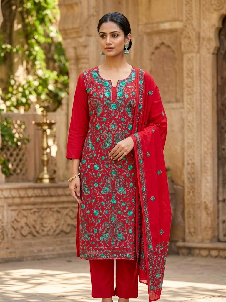 Chikonwala's Exclusive Hand Embroidered Fulkari Dress