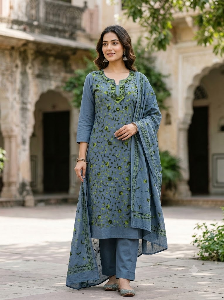 Chikonwala's Exclusive Hand Embroidered Fulkari Dress