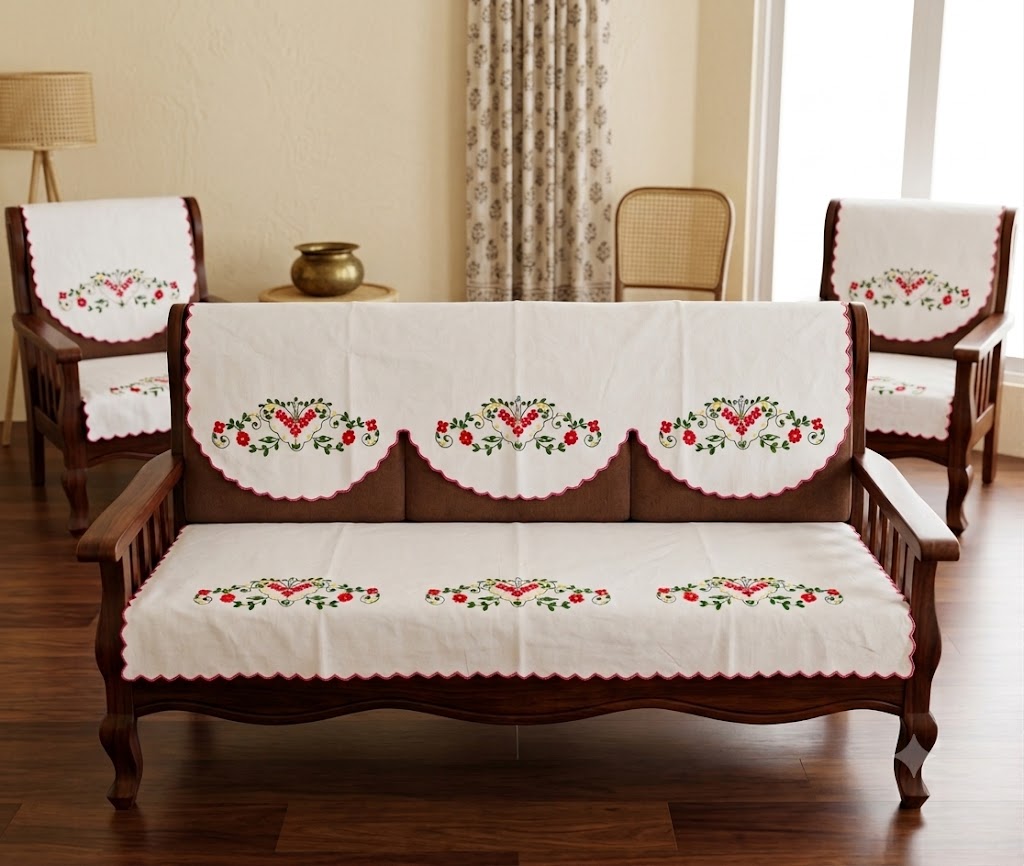 Hand Embroidered Sofa Cover (3+1+1 Seater)