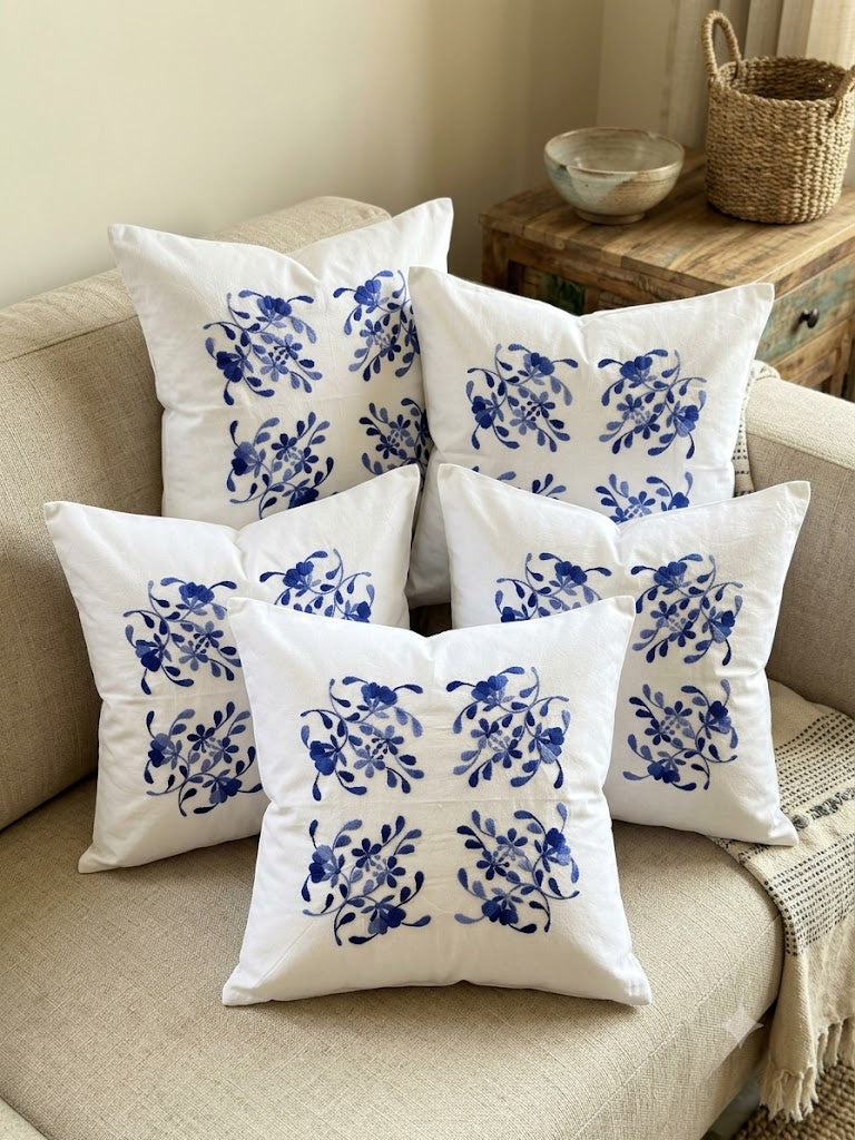 Hand Embroidered Cotton Cushion Covers (Set of 5)