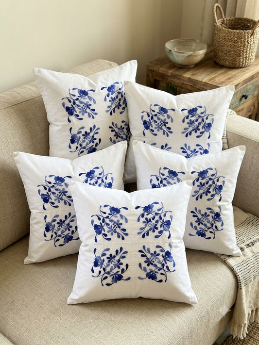 Hand Embroidered Cotton Cushion Covers (Set of 5)