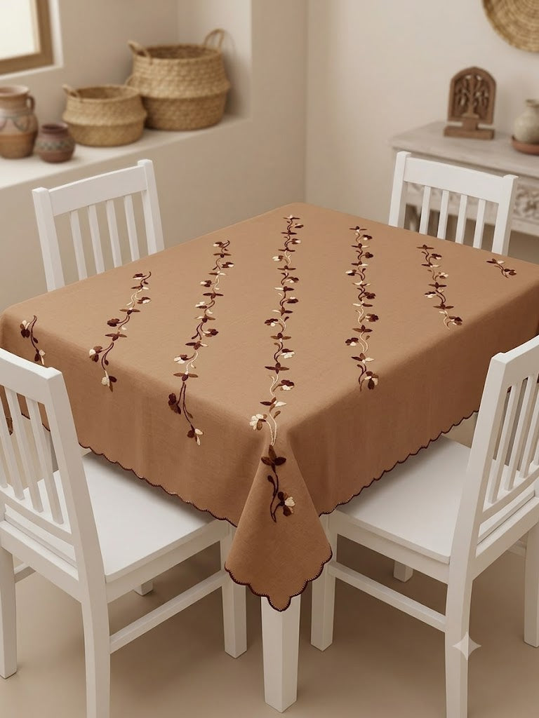 Hand Embroidered Four Seater Floral Table Cover