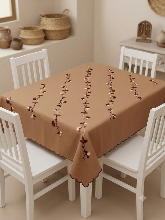 Hand Embroidered Four Seater Floral Table Cover